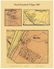 North Greenbush Villages, New York 1861 Old Town Map Custom Print - Rensselaer Co.