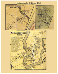 Schaghticoke Villages, New York 1861 Old Town Map Custom Print - Rensselaer Co.