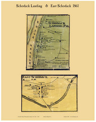 Schodack Villages, New York 1861 Old Town Map Custom Print - Rensselaer Co.