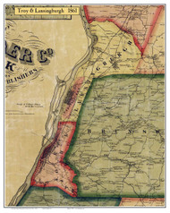 Troy and Lansingburgh, New York 1861 Old Town Map Custom Print - Rensselaer Co.
