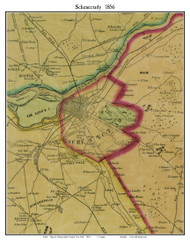 Schenectady, New York 1856 Old Town Map Custom Print - Schenectady Co.