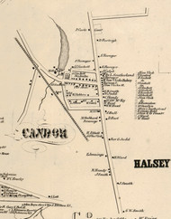 Candor Village, New York 1855 Old Town Map Custom Print - Tioga Co.