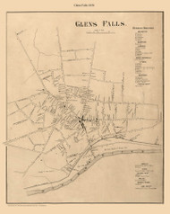 Glens Falls, New York 1858 Old Town Map Custom Print - Warren Co.