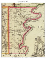 Genesee Falls, New York 1853 Old Town Map Custom Print - Wyoming Co.