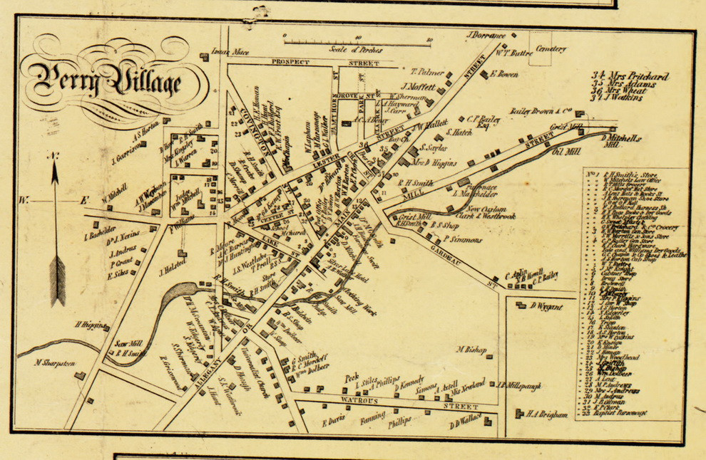 Perry Village, New York 1853 Old Town Map Custom Print Wyoming Co