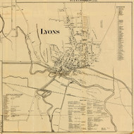 Lyons Village, New York 1858 Old Town Map Custom Print - Wayne Co.