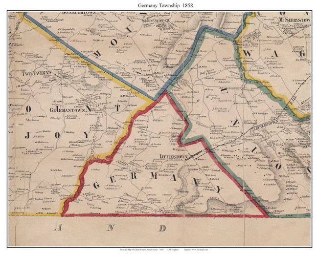 Germany Township Pennsylvania 1858 Old Town Map Custom Print Adams Co Old Maps 6629