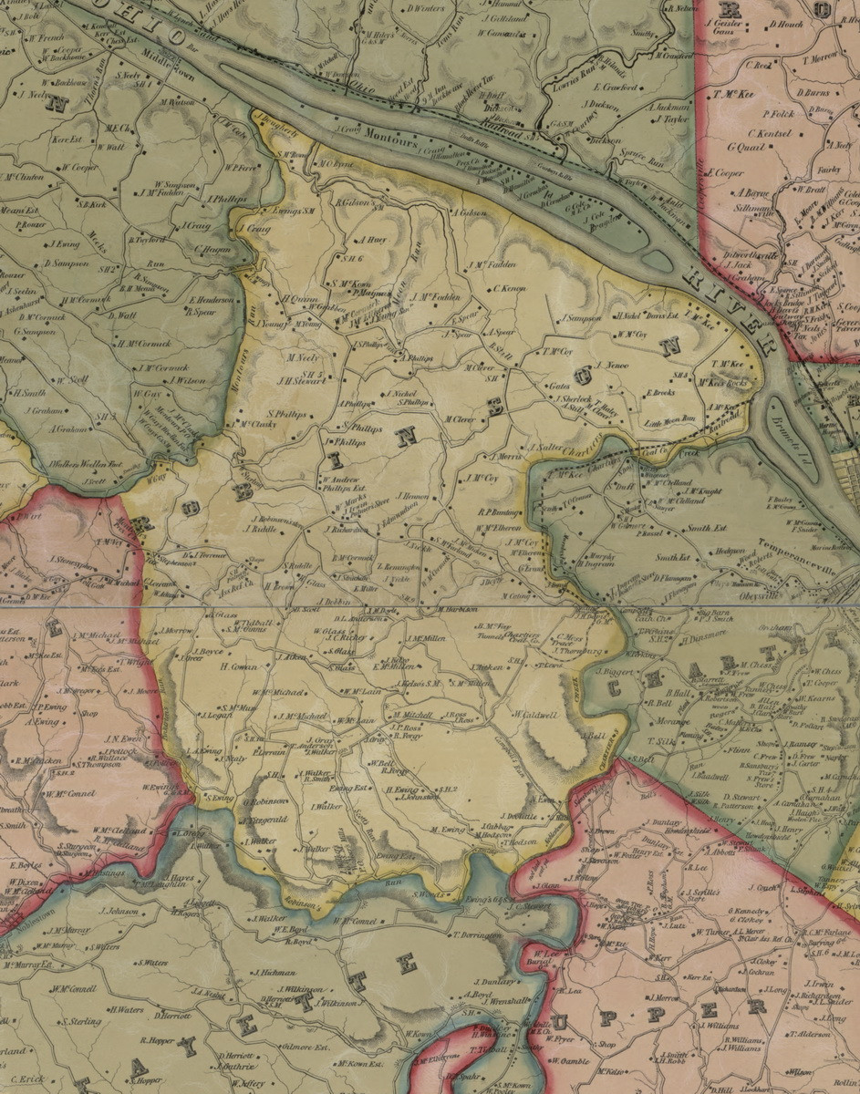 Robinson Township, Pennsylvania 1851 Old Town Map Custom Print