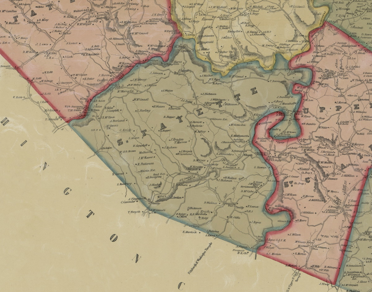 South Fayette Township, Pennsylvania 1851 Old Town Map Custom Print