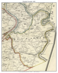 Elizabeth Township, Pennsylvania 1883 Old Town Map Custom Print - Allegheny Co.