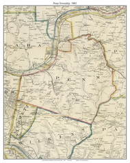 Penn Township, Pennsylvania 1883 Old Town Map Custom Print - Allegheny Co.