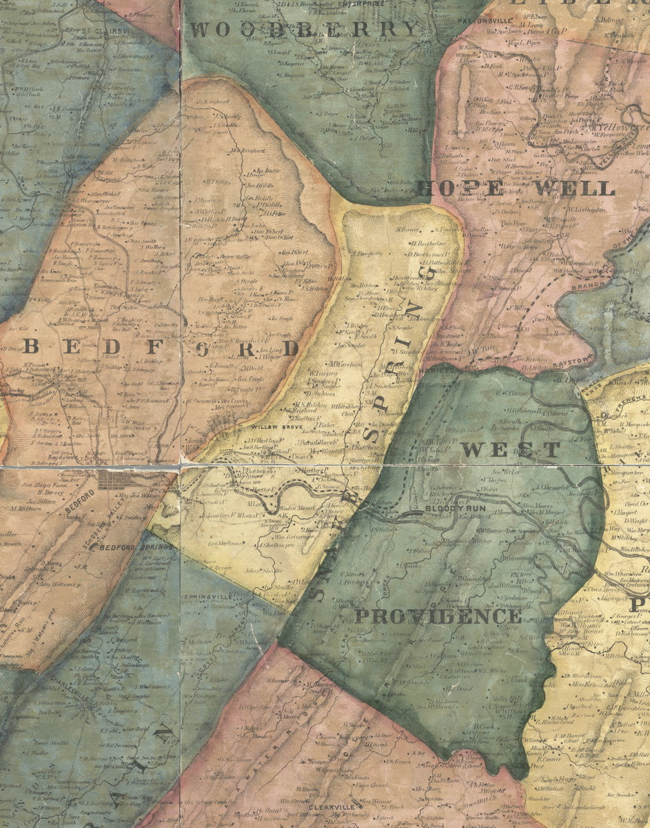 Snake Spring Township, Pennsylvania 1861 Old Town Map Custom Print