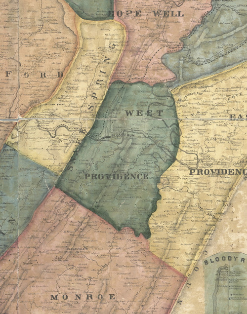 West Providence Township, Pennsylvania 1861 Old Town Map Custom Print
