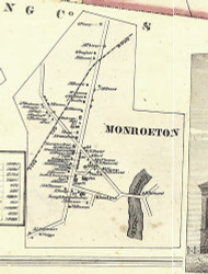 Monroeton - Monroe Township, Pennsylvania 1858 Old Town Map Custom Print - Bradford Co.