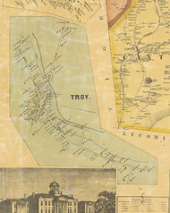 Troy Village - Bradford Co., Pennsylvania 1858 Old Town Map Custom Print - Bradford Co.