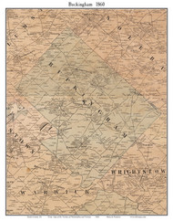 Buckingham Township, Pennsylvania 1860 Old Town Map Custom Print - Bucks Co.