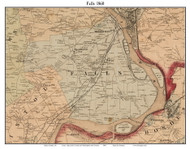 Falls Township, Pennsylvania 1860 Old Town Map Custom Print - Bucks Co.