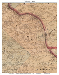 Solebury Township, Pennsylvania 1860 Old Town Map Custom Print - Bucks Co.