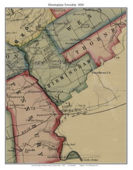 Birmingham Township, Pennsylvania 1856 Old Town Map Custom Print - Chester Co.