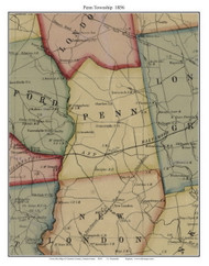 Penn Township, Pennsylvania 1856 Old Town Map Custom Print - Chester Co.