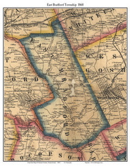 East Bradford Township, Pennsylvania 1860 Old Town Map Custom Print - Chester Co.
