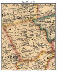 Highland Township, Pennsylvania 1860 Old Town Map Custom Print - Chester Co.