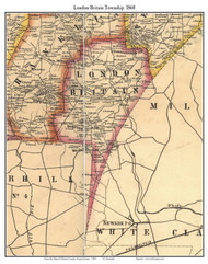 London Britain Township, Pennsylvania 1860 Old Town Map Custom Print - Chester Co.