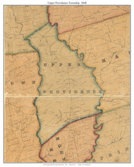 Upper Providence Township, Pennsylvania 1848 Old Town Map Custom Print - Delaware Co.