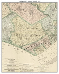 Upper & Lower Chichester Townships, Pennsylvania 1876 Old Town Map Custom Print - Delaware Co.