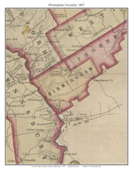 Birmingham Township, Pennsylvania 1847 Old Town Map Custom Print - Chester Co.