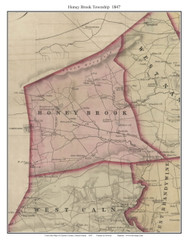 Honey Brook Township, Pennsylvania 1847 Old Town Map Custom Print - Chester Co.