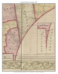 London Britain Township, Pennsylvania 1847 Old Town Map Custom Print - Chester Co.