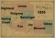 Towns on Source Map - Elk Co., Pennsylvania 1855 - NOT FOR SALE - Elk Co.