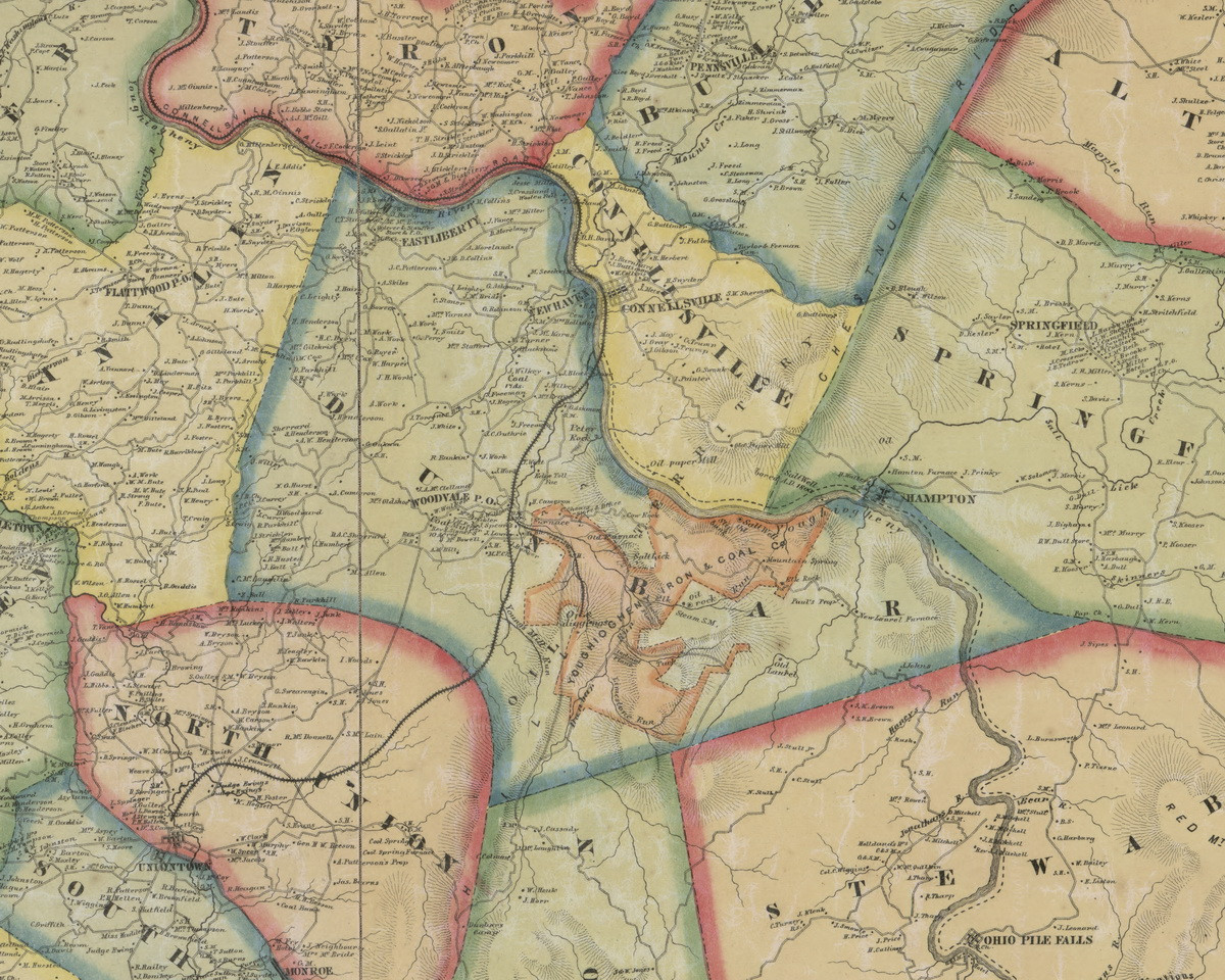 Dunbar Township, Pennsylvania 1865 Old Town Map Custom Print Fayette
