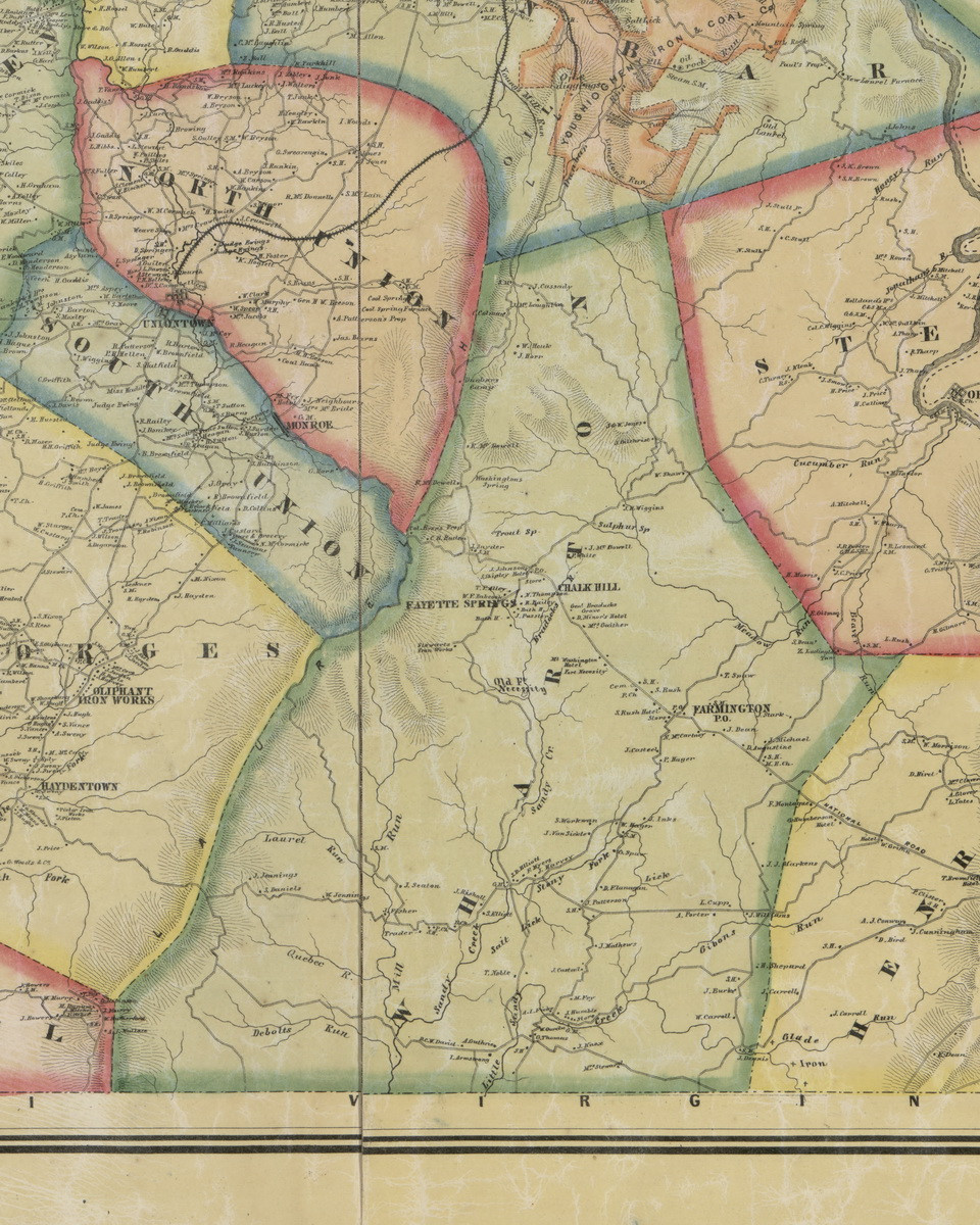 Wharton Township, Pennsylvania 1865 Old Town Map Custom Print - Fayette ...