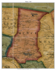 Muncy Township, Pennsylvania 1861 Old Town Map Custom Print - Lycoming Co.