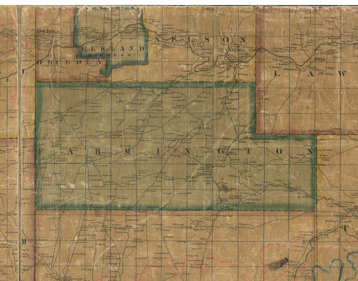 Farmington Township, Pennsylvania 1862 Old Town Map Custom Print