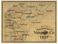 Towns on Source Map - Venango Co., Pennsylvania 1857 - NOT FOR SALE - Venango Co.