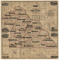 Towns on Source Map - York Co., Pennsylvania 1860 - NOT FOR SALE - York Co.