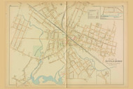 Attleboro Village, Massachusetts 1895 Old Town Map Reprint - Bristol Co.