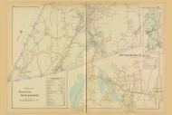 North Attleboro Town and Attleboro Falls Village, Massachusetts 1895 Old Town Map Reprint - Bristol Co.