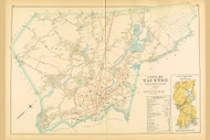 Taunton City - Western Part, Massachusetts 1895 Old Town Map Reprint - Bristol Co.