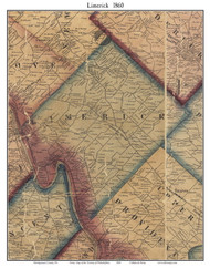 Limerick Township, Pennsylvania 1860 Old Town Map Custom Print - Montgomery Co.
