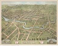 Jamestown, New York 1871 Bird's Eye View - Old Map Reprint