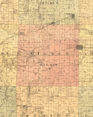 Gilmer, Illinois 1889 Old Town Map Custom Print - Adams Co.