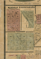 Sharpsburg, Blueville, and Edinburg - Christian Co., Illinois 1872 Old Town Map Custom Print - Christian Co.