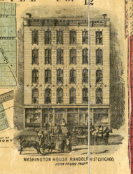 Washington House - Chicago, Illinois 1861 Old Town Map Custom Print - Cook Co.