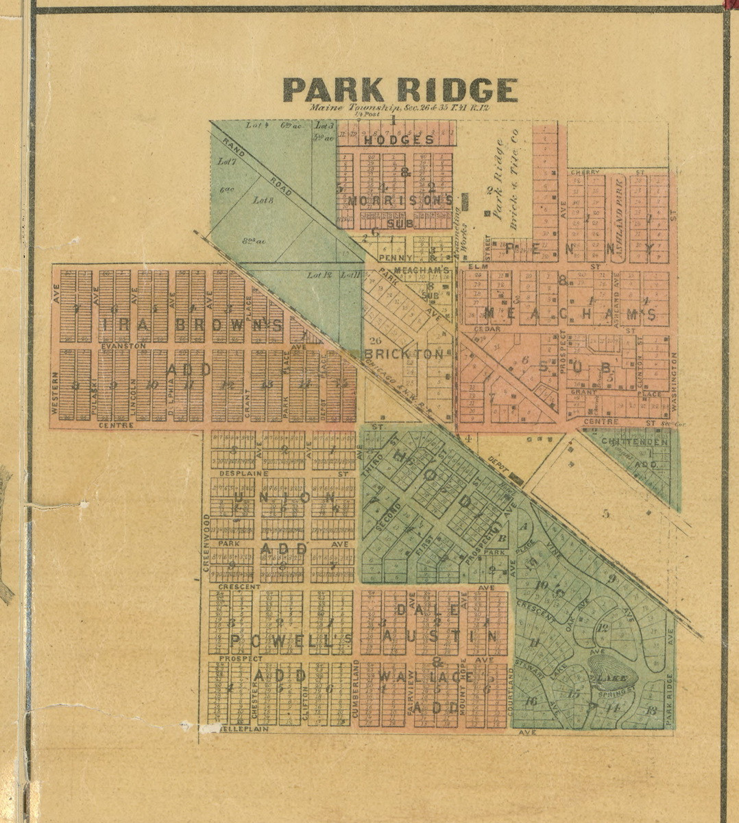 Park Ridge Cook Co Illinois 1890 Old Town Map Custom Print