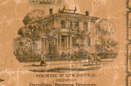 Res. of G.T.E. Sheffield - Greene Co., Illinois 1861 Old Town Map Custom Print - Greene Co.