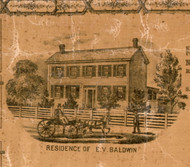 Res. of E.V Baldwin - Greene Co., Illinois 1861 Old Town Map Custom Print - Greene Co.